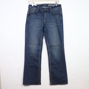 New York & Company Blue Low Rise Curvy Bootcut Jeans 10 Petite